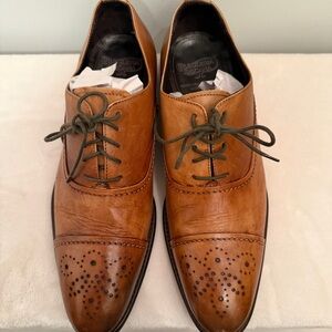 Calzoleria Toscana Cap Toe Brogue Oxford Shoes Size 44 Tan Brown Made In Italy